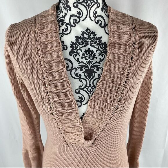 Magaschoni Knit V-Neck Puff Sleeve Sweater - Picture 2 of 7